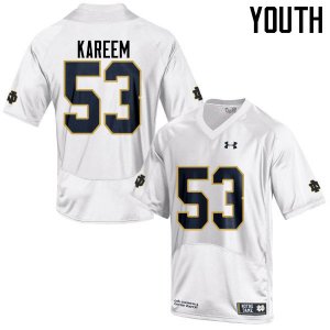 Notre Dame Fighting Irish Youth Khalid Kareem #53 White Under Armour Authentic Stitched College NCAA Football Jersey SGP2599SH